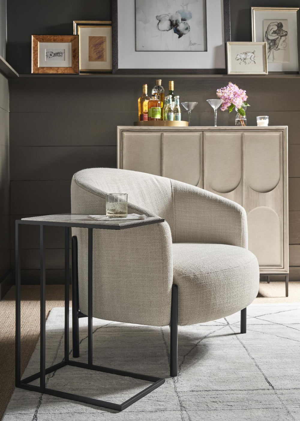 SwayLiving Coalesce Metal and Stone Drink Table ACCENT TABLES