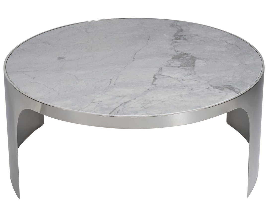 SwayLiving SwayLiving Revolve Large Nesting Table Grey Carrea top/ Polished Nickel base