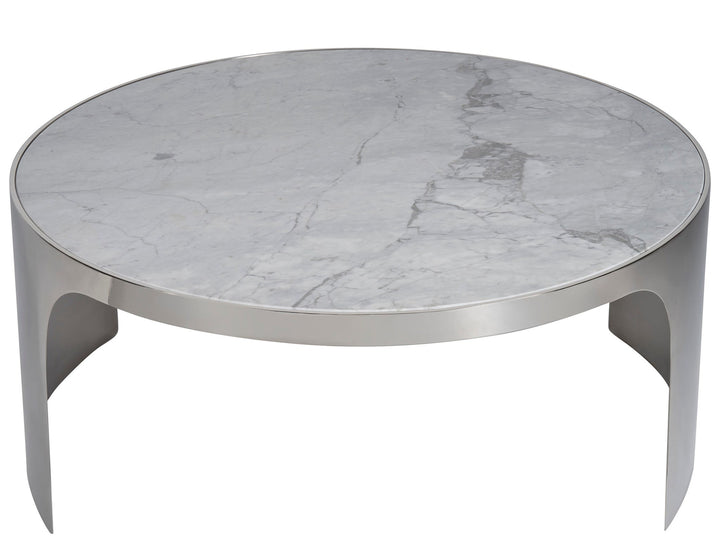SwayLiving SwayLiving Revolve Large Nesting Table Grey Carrea top/ Polished Nickel base