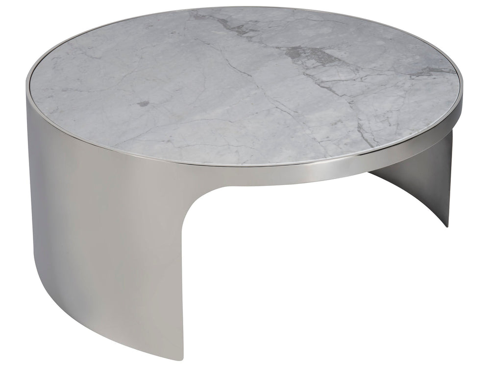 SwayLiving SwayLiving Revolve Large Nesting Table Grey Carrea top/ Polished Nickel base