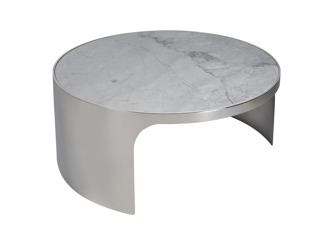 SwayLiving SwayLiving Revolve Large Nesting Table Grey Carrea top/ Polished Nickel base