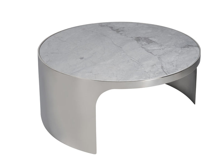 SwayLiving SwayLiving Revolve Large Nesting Table Grey Carrea top/ Polished Nickel base