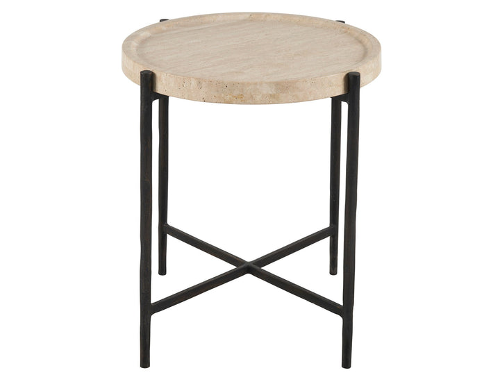 SwayLiving SwayLiving Theron Round End Table Travertine/bronze