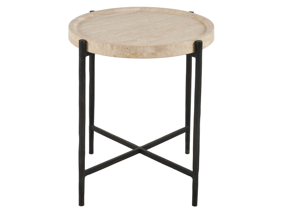 SwayLiving SwayLiving Theron Round End Table Travertine/bronze