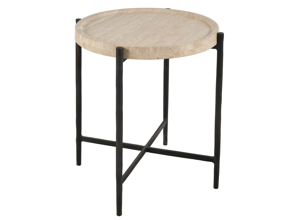 SwayLiving SwayLiving Theron Round End Table Travertine/bronze
