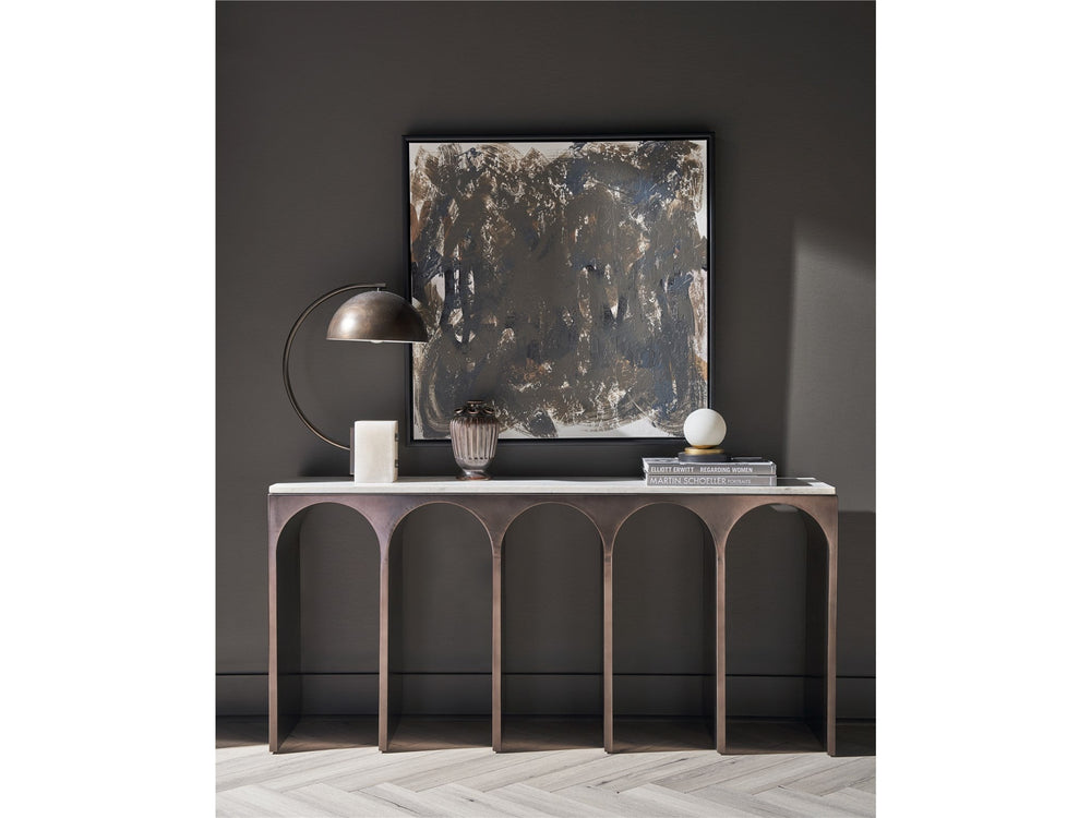 SwayLiving SwayLiving Moda Console Table White Banswara/Aged Satin Pewter