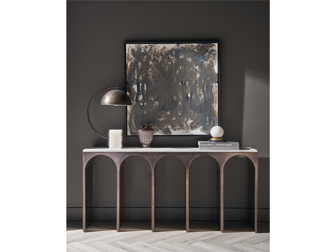 SwayLiving SwayLiving Moda Console Table White Banswara/Aged Satin Pewter