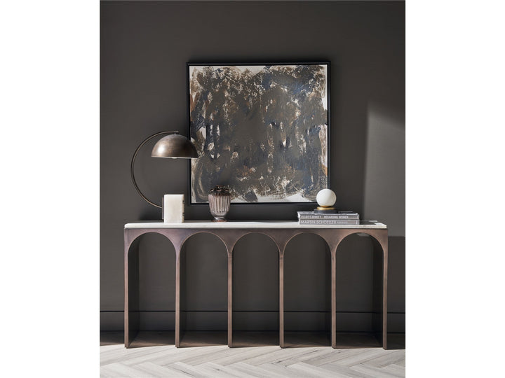 SwayLiving SwayLiving Moda Console Table White Banswara/Aged Satin Pewter