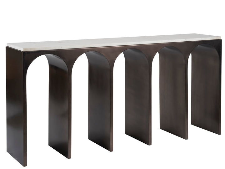 SwayLiving SwayLiving Moda Console Table White Banswara/Aged Satin Pewter