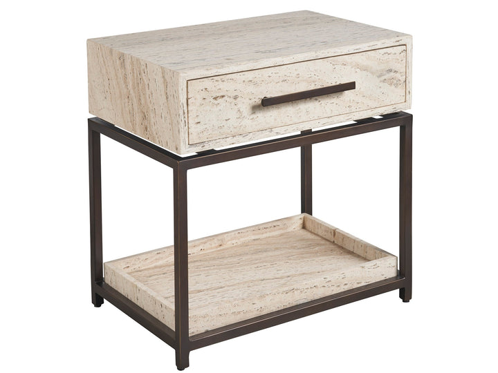 SwayLiving SwayLiving Dove Nightstand White Travertine