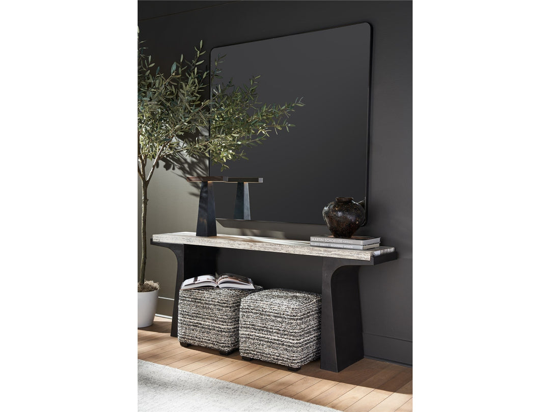 SwayLiving SwayLiving Quill Console Table White Travertine/Dark Bronze