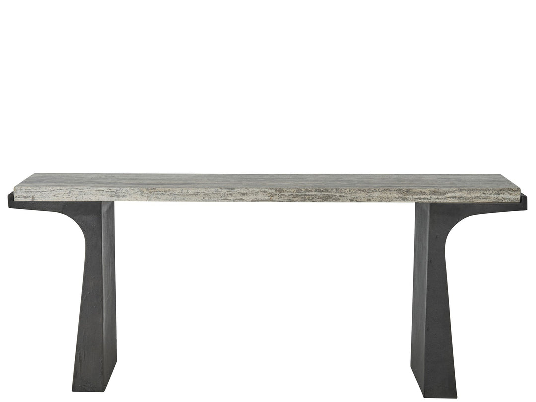 SwayLiving SwayLiving Quill Console Table White Travertine/Dark Bronze