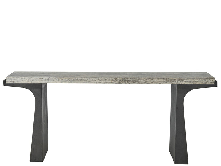 SwayLiving SwayLiving Quill Console Table White Travertine/Dark Bronze