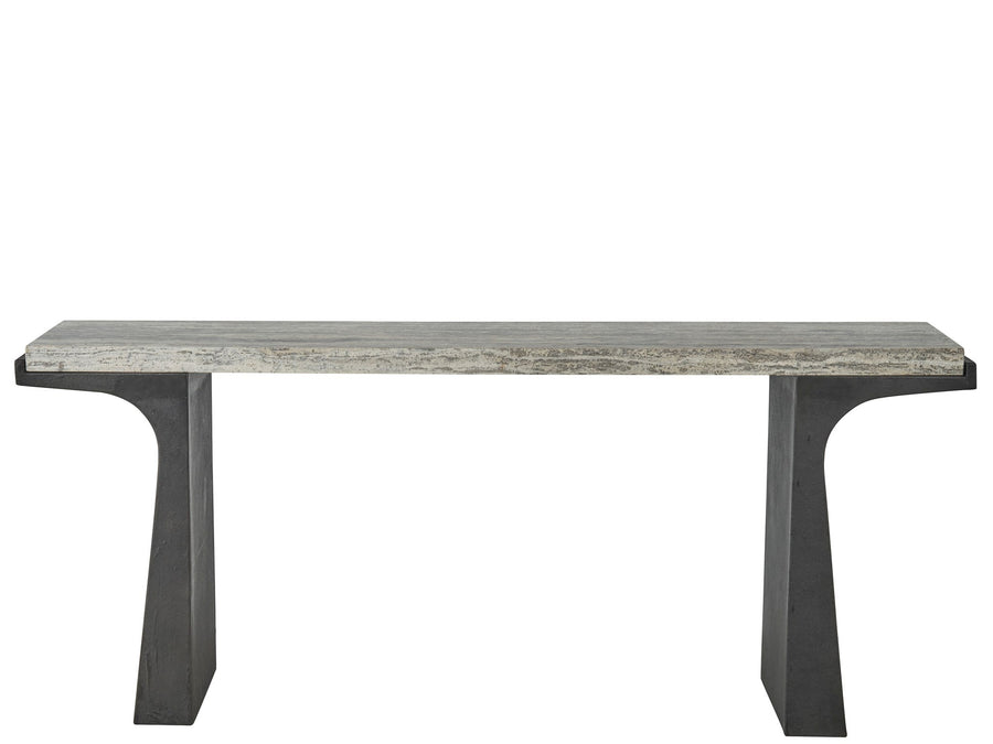 SwayLiving SwayLiving Quill Console Table White Travertine/Dark Bronze