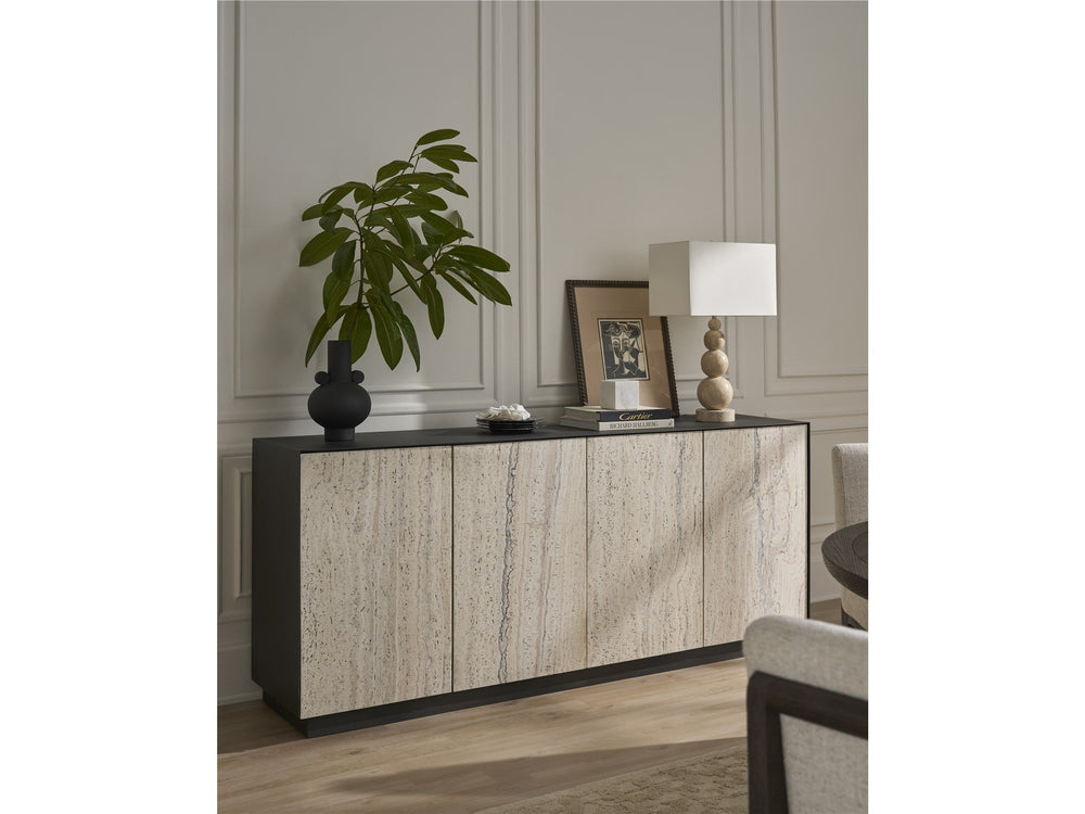 SwayLiving SwayLiving Stone Credenza Metal and White Travertine