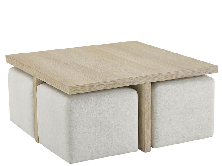 SwayLiving SwayLiving Dockside Cocktail Table W Ottomans Natural Oak