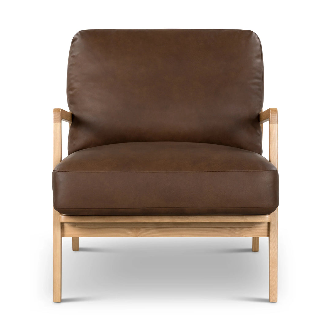 Metro - Carmelo Genuine Leather Accent Chair - Oak, Brown