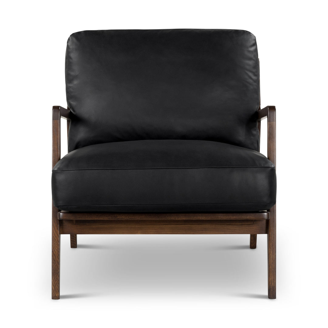 Metro - Carmelo Genuine Leather Accent Chair - Walnut, Black