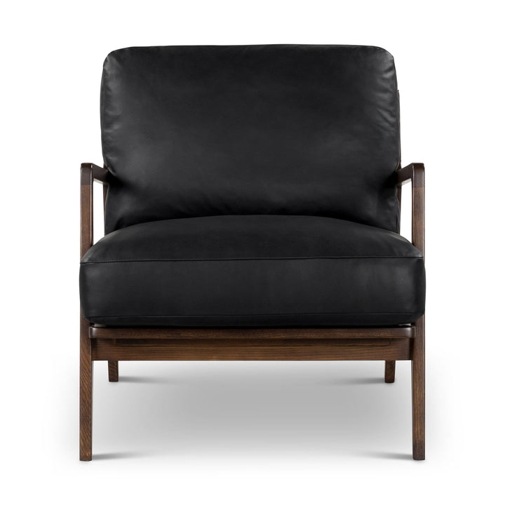 Metro - Carmelo Genuine Leather Accent Chair - Walnut, Black