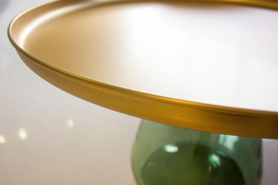 Brass Aluminum/Green Glass