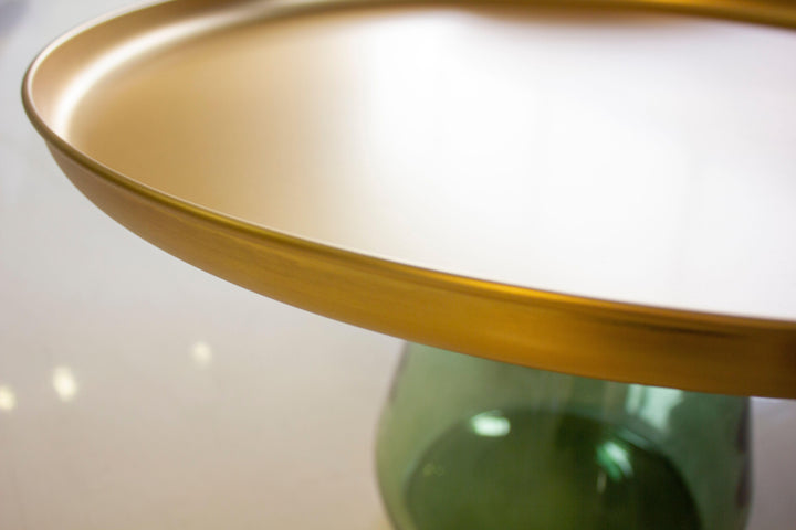 Brass Aluminum/Green Glass