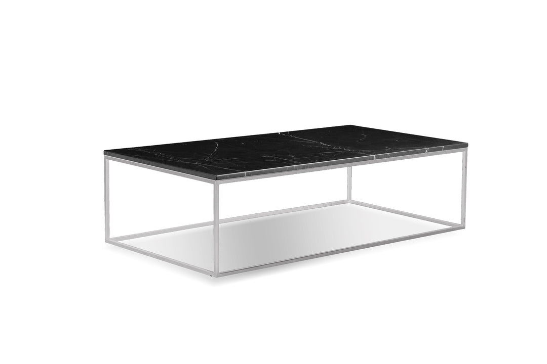 Black Semi-Honed Marble/Brushed Stainless Steel base