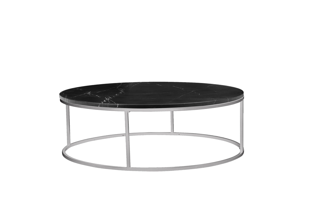 Black Semi-Honed Marble/Brushed Stainless Steel base