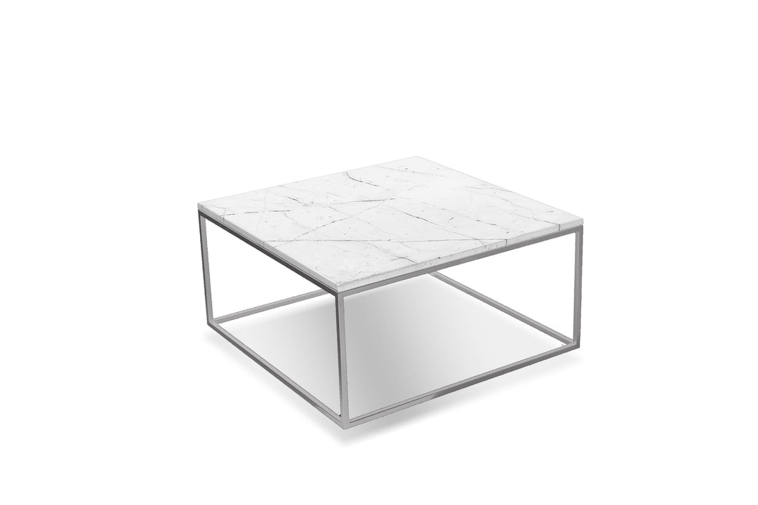White Semi-Honed Marble/Brushed Stainless Steel base