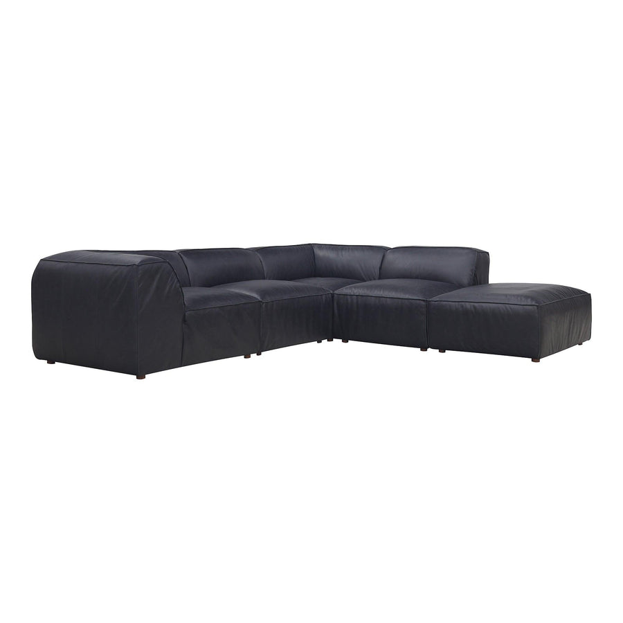 Form Classic L Modular Sectional Vantage Black Leather - SwayLiving