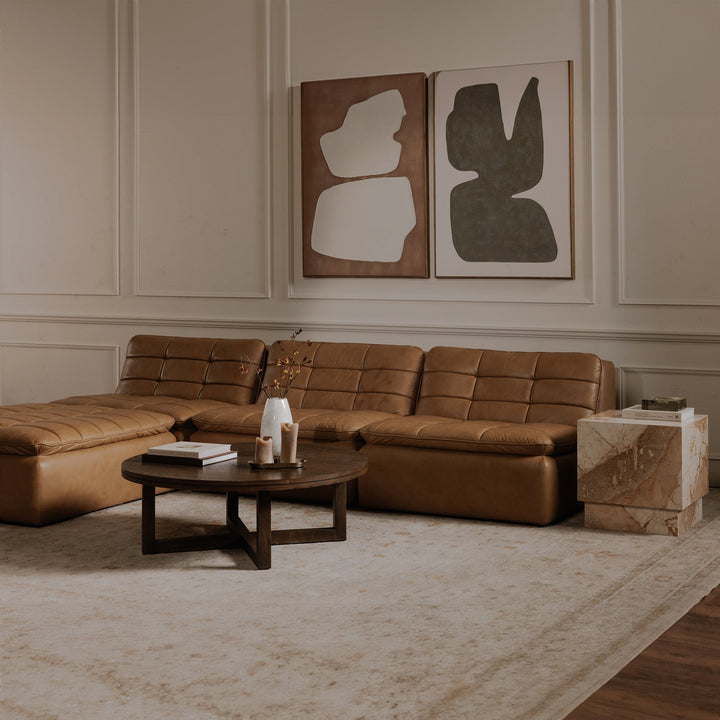 Lino Lounge Modular Sectional Tan Leather