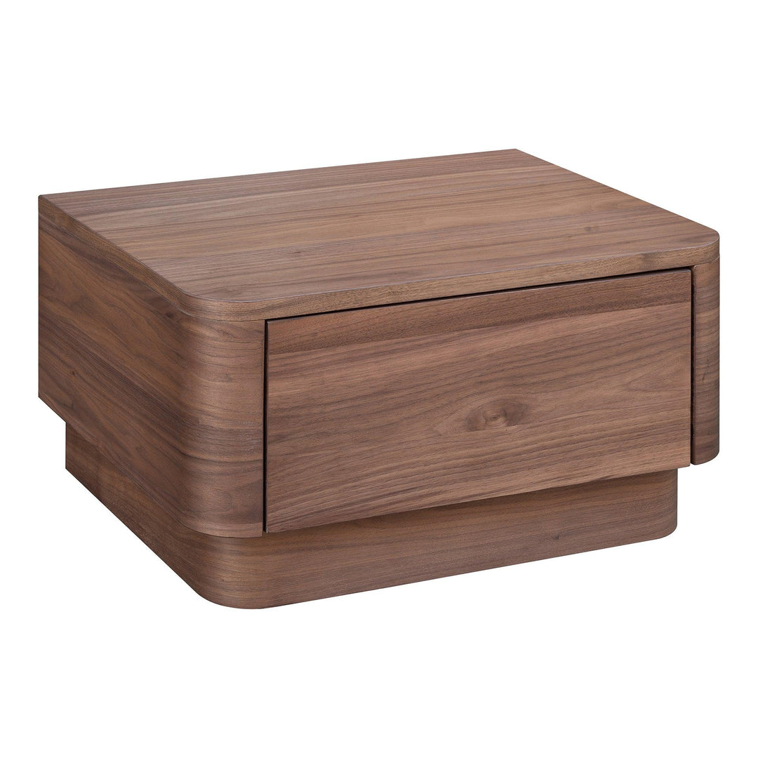 Round Off Nightstand Walnut - SwayLiving