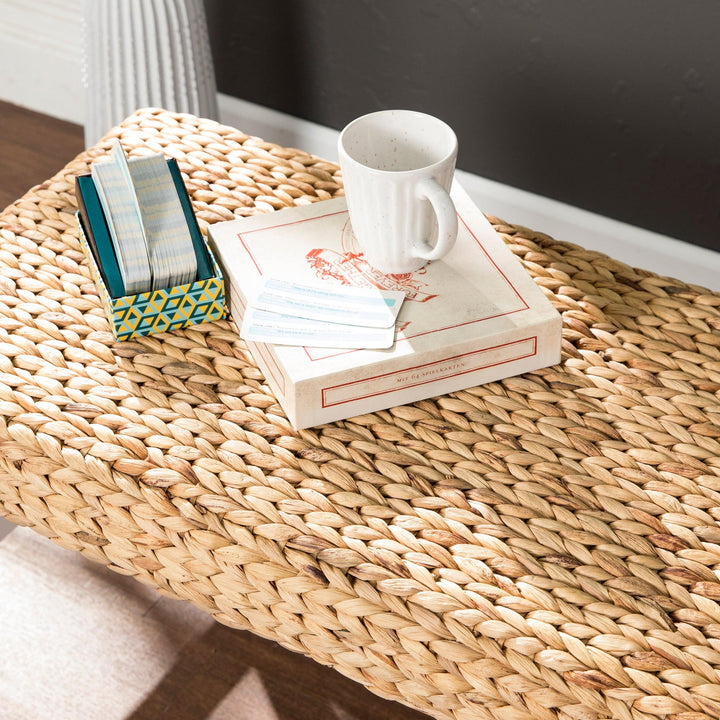 SwayLiving Standerson White Woven Coffee Table Bench BENCHES