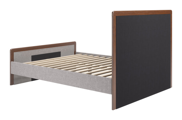 Somune Queen Bed Gray & Walnut