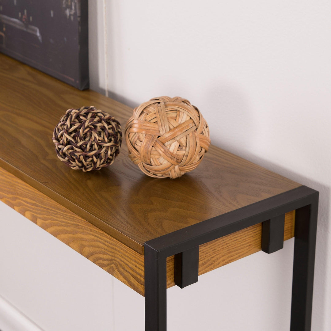 SwayLiving Holly & Martin Macen Console - Weathered Gray Oak w/ Black CONSOLE TABLES