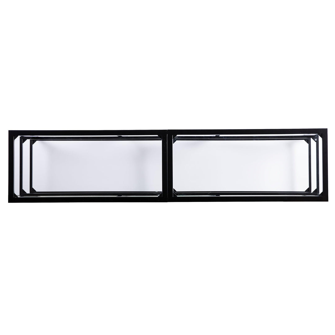 SwayLiving Tyler Metal/Glass Media Stand – Transitional Style - Black MEDIA + TV STANDS