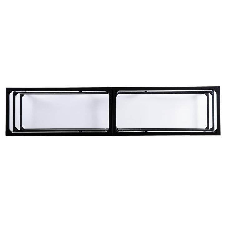 SwayLiving Tyler Metal/Glass Media Stand – Transitional Style - Black MEDIA + TV STANDS