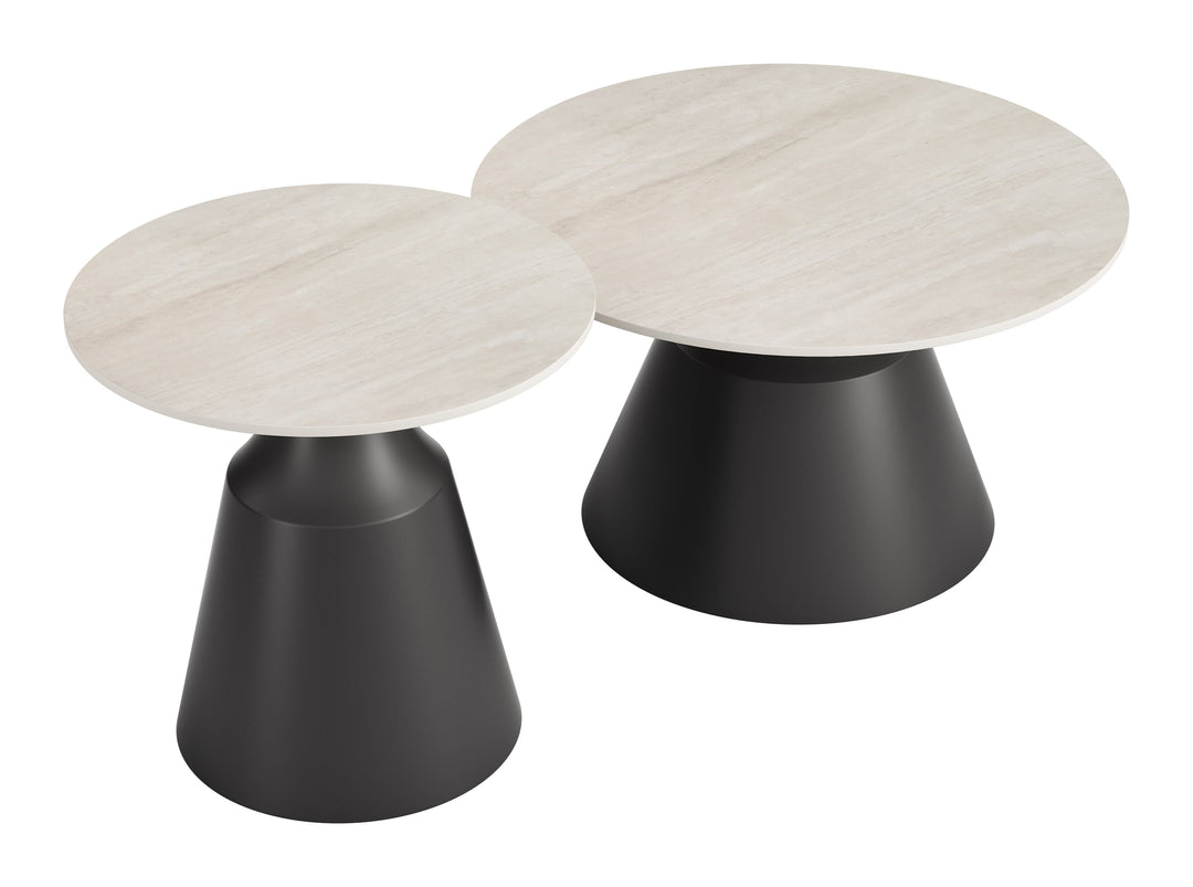 Camella Coffee Table Set (2-Piece) Light Beige & Black