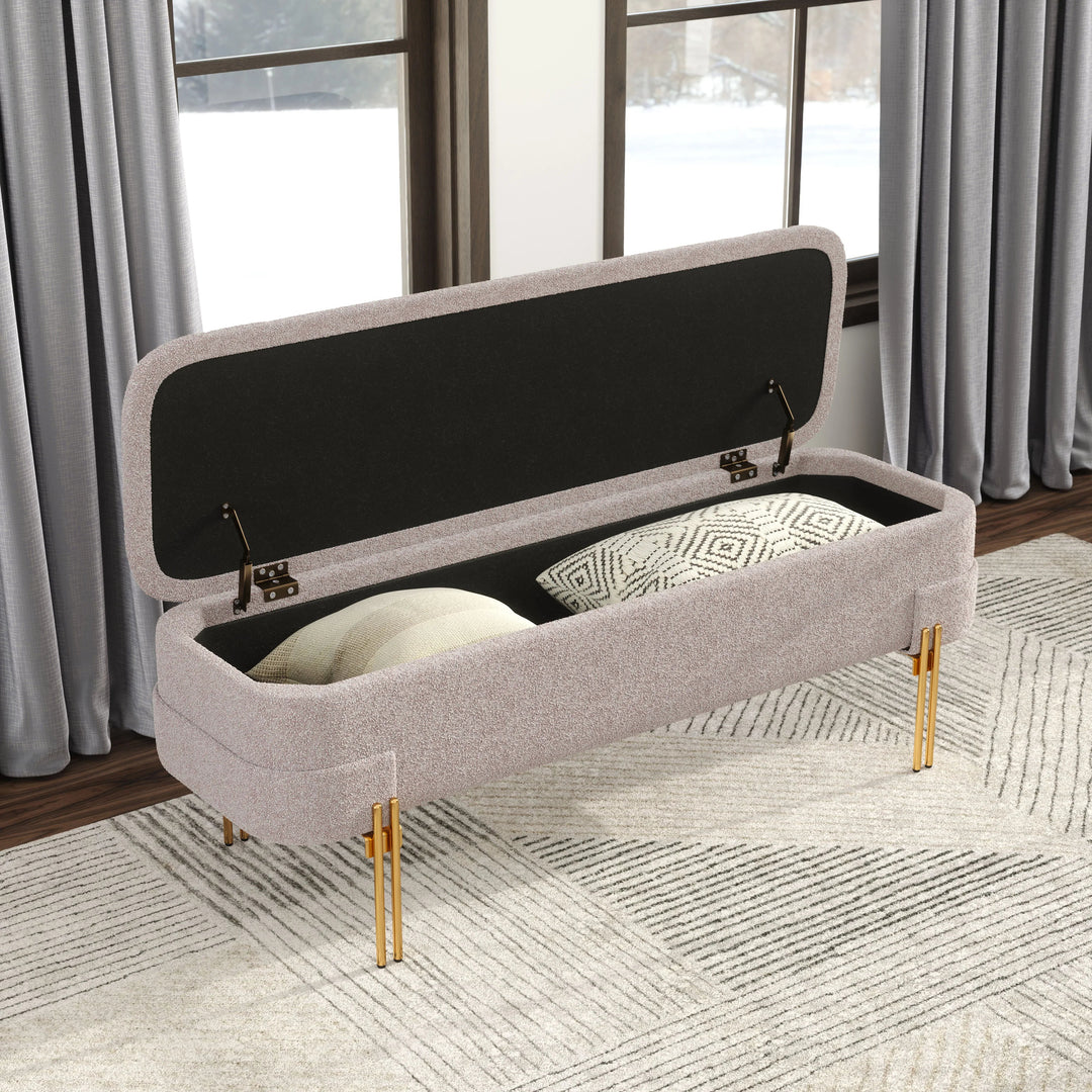 SwayLiving Lebreton Storage Bench Oatmeal Beige BENCHES