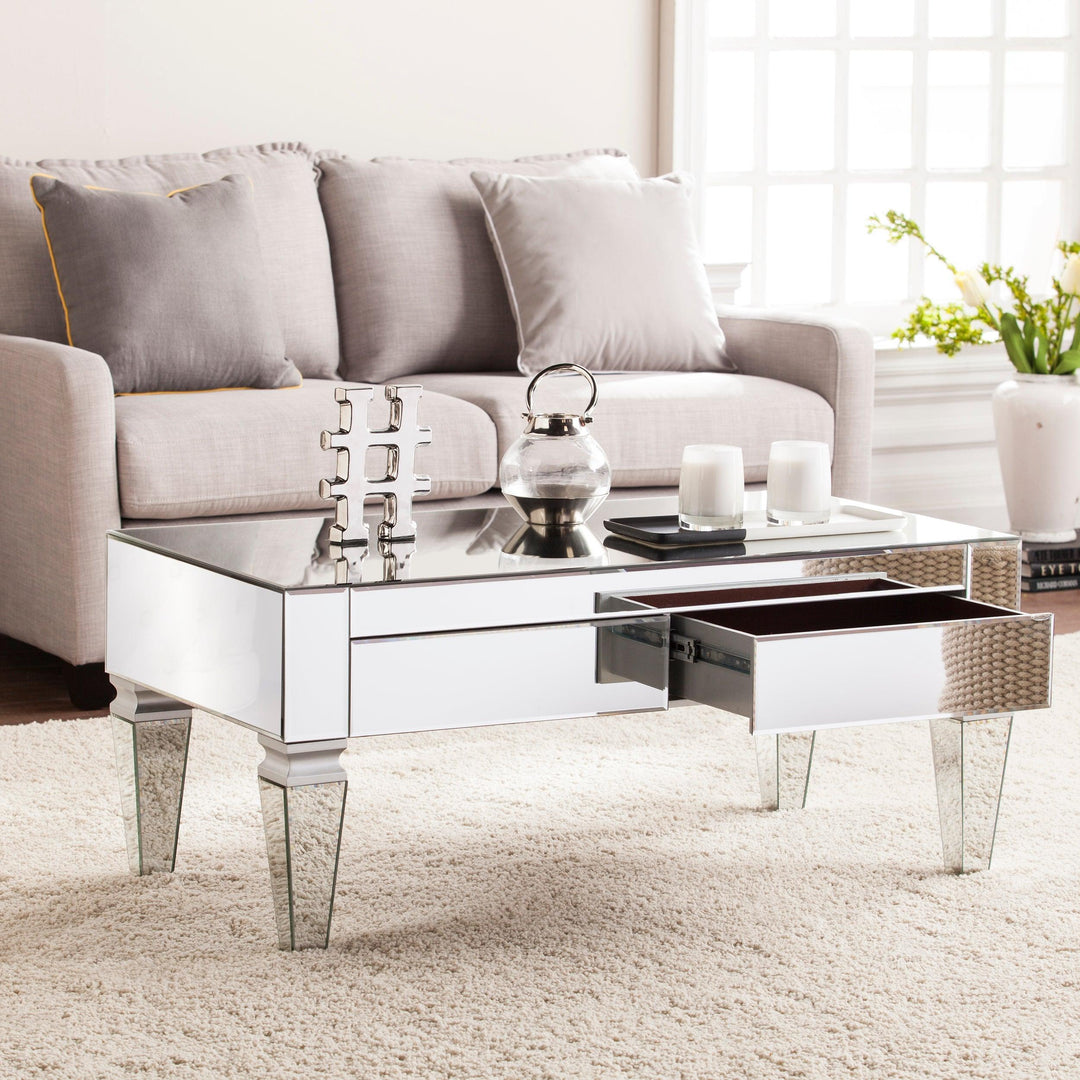 SwayLiving Darien Mirrored Coffee Table w/ Storage COFFEE TABLES