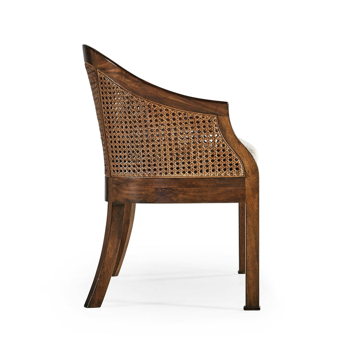 SwayLiving Walnut 2-Seater Salon Settee Cane Back BENCHES