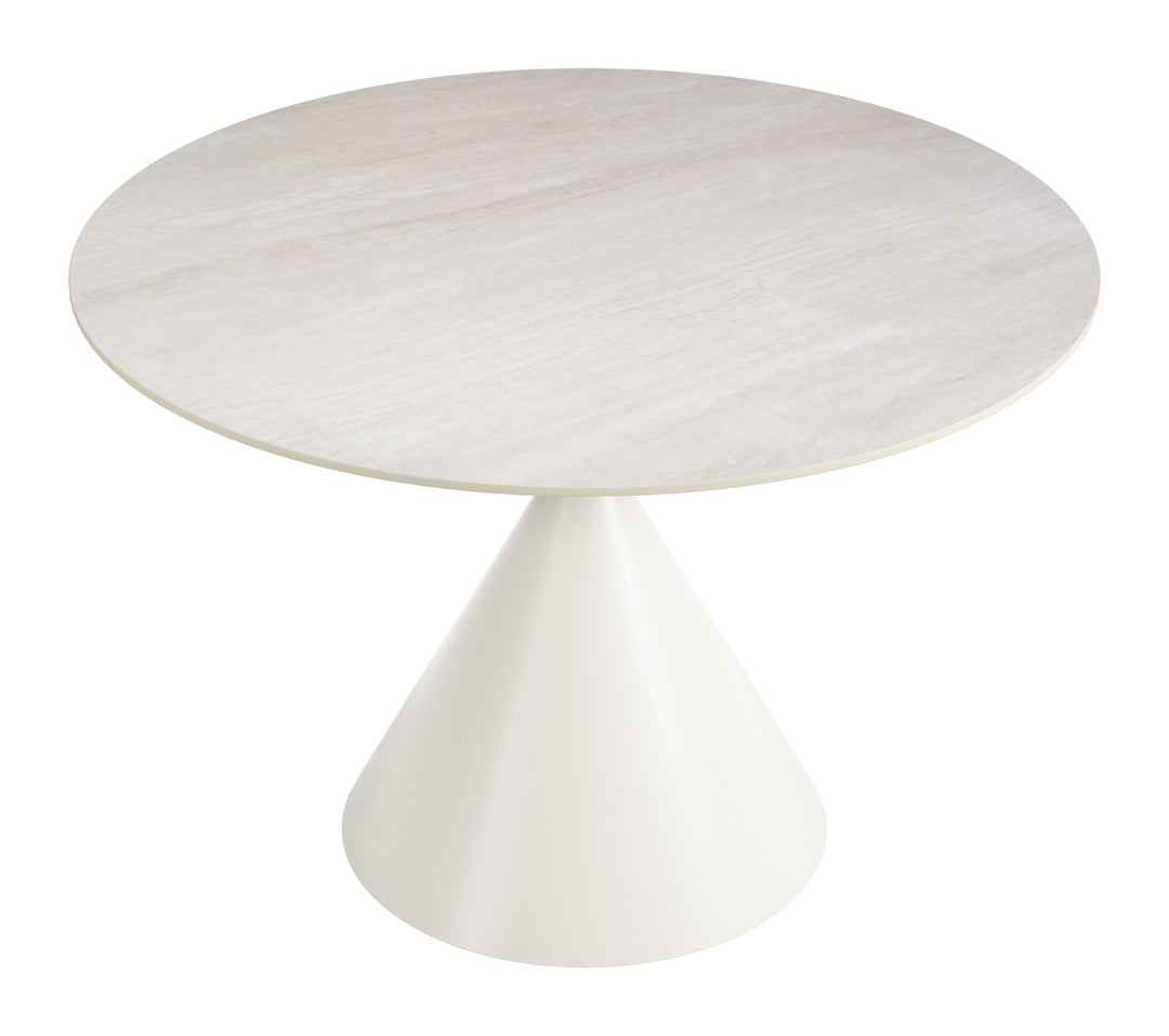 Plinn Dining Table Light Beige & White