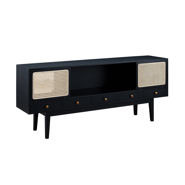 SwayLiving Holly & Martin Simms Midcentury Modern Media Console - Black MEDIA + TV STANDS