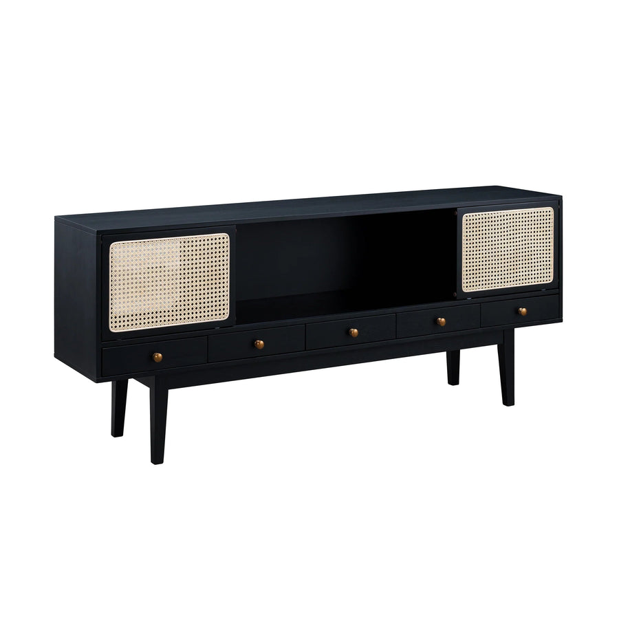 SwayLiving Holly & Martin Simms Midcentury Modern Media Console - Black MEDIA + TV STANDS