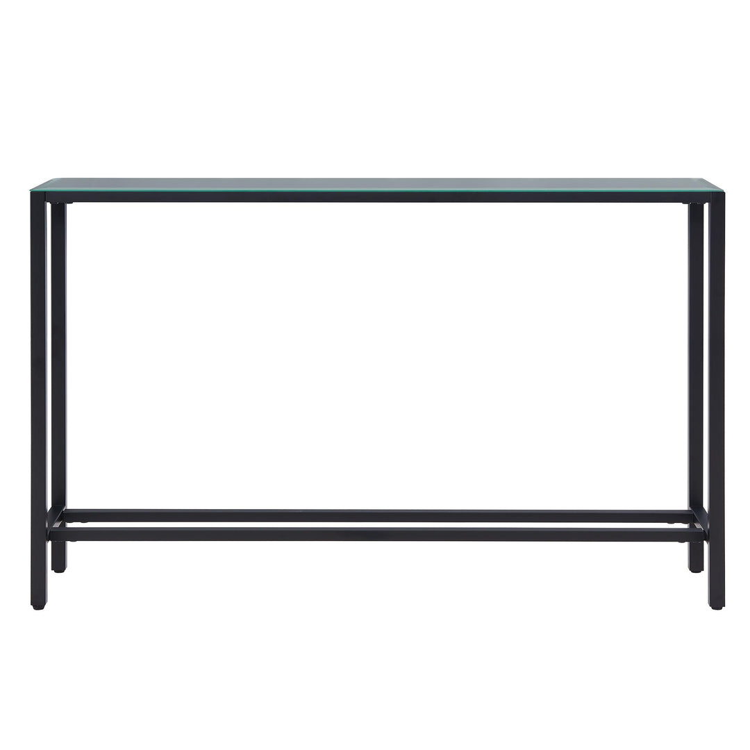 SwayLiving Darrin Narrow Long Console Table w/ Mirrored Top – Black CONSOLE TABLES