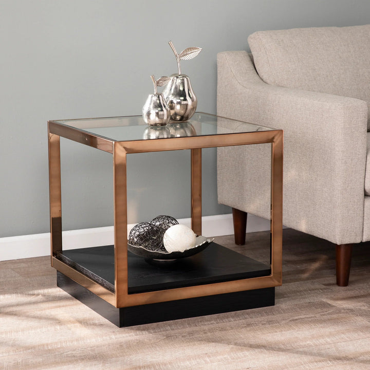 SwayLiving Lexina Glass-Top End Table ACCENT TABLES
