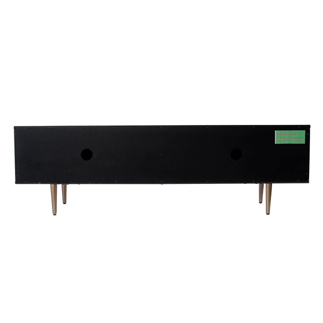 SwayLiving Pilston 4-Door Media Console - Black MEDIA + TV STANDS
