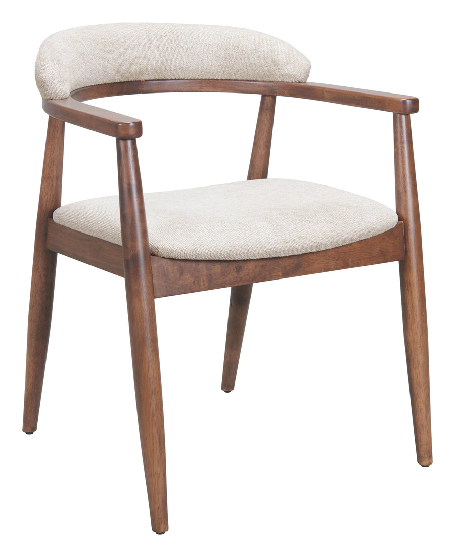 SwayLiving Goka Dining Chair Beige & Walnut - Set of 2 DINING CHAIRS