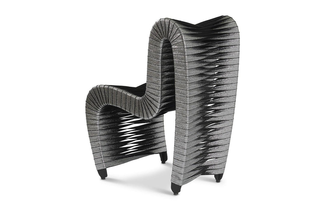 SwayLiving Seat Belt Dining Chair, Silver, Metallic - Set of 2 DINING CHAIRS