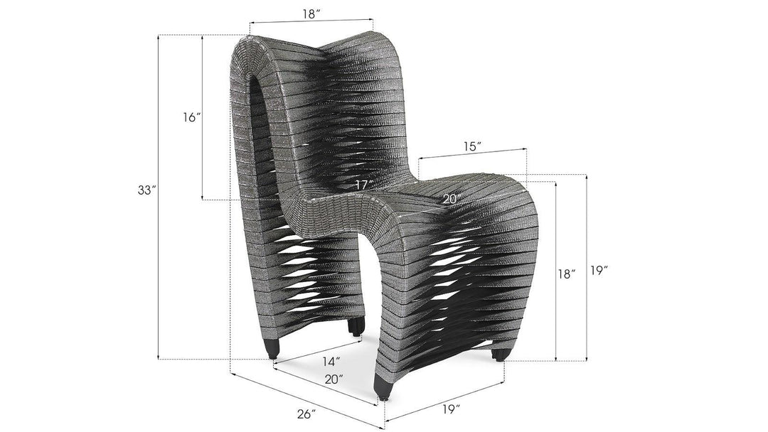 SwayLiving Seat Belt Dining Chair, Silver, Metallic - Set of 2 DINING CHAIRS