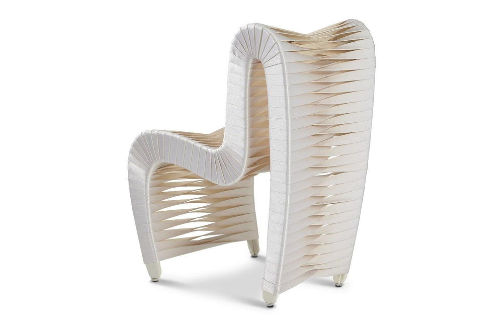 SwayLiving Seat Belt Dining Chair, White/Off-White - Set of 2 DINING CHAIRS